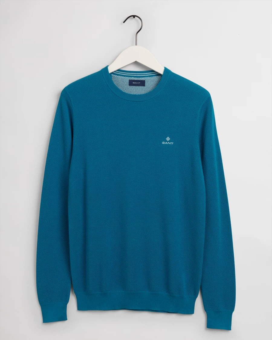 Knitwear | E&M Stores Gant Pique Crew Sweater Teal