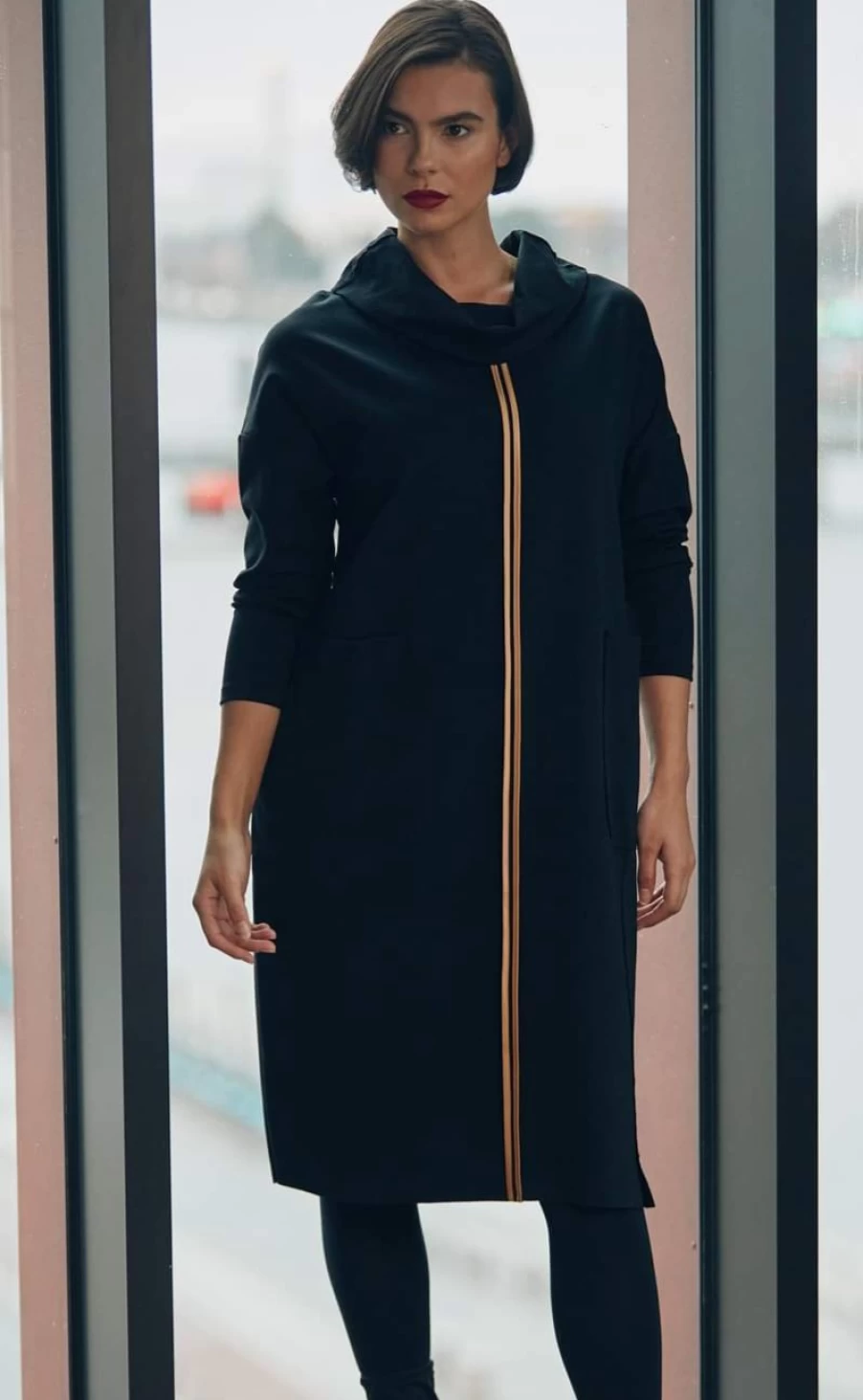 Peruzzi | E&M Stores Cowel Neck Dress Black