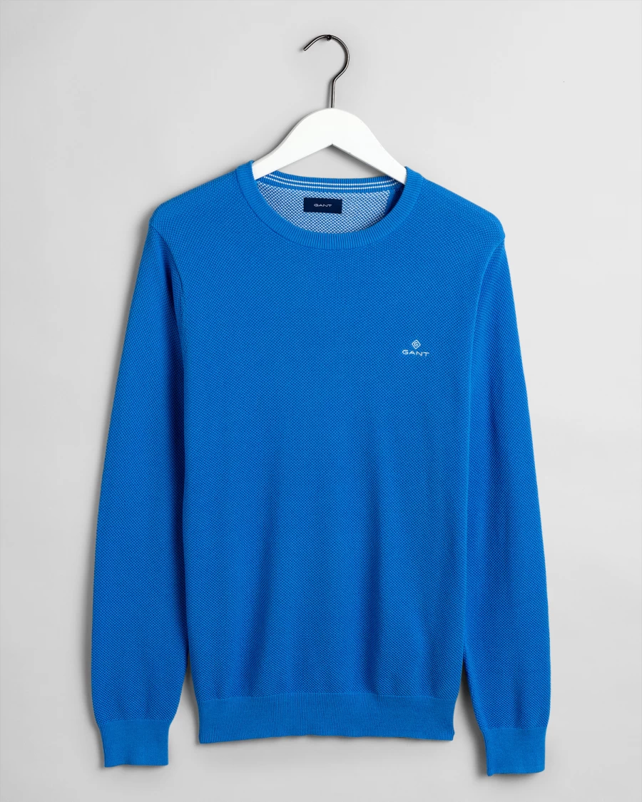 Knitwear | E&M Stores Gant Pique Crew Knit Blue