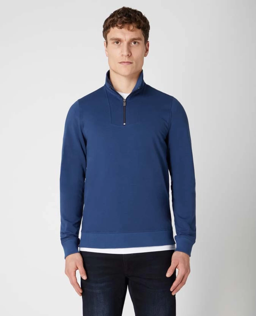Tops And Hoodies | E&M Stores Remus Half Zip Sweat Indigo